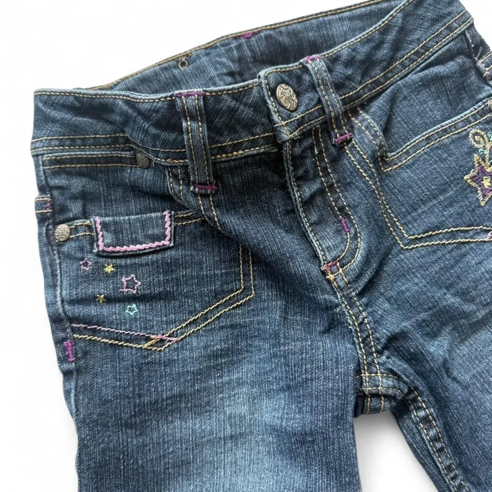 Y2K Kids embroidered low rise bootcut capri jeans | Lolita 90s Style| Size 6 - Picture 3 of 8